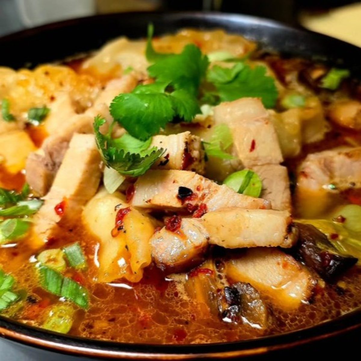 Pork Belly Hot & Sour Dumpling Soup