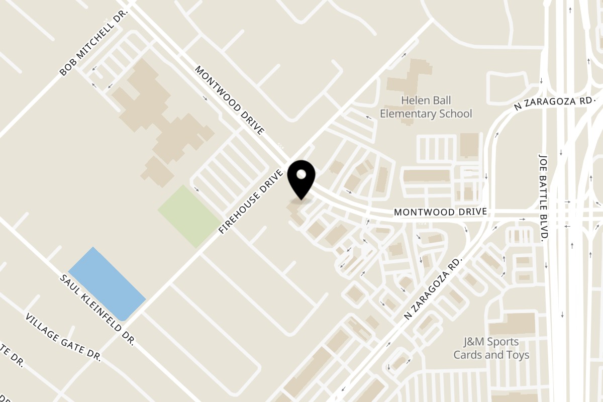 Map showing the location of Wicked Pho on 12102 Montwood Dr in El Paso